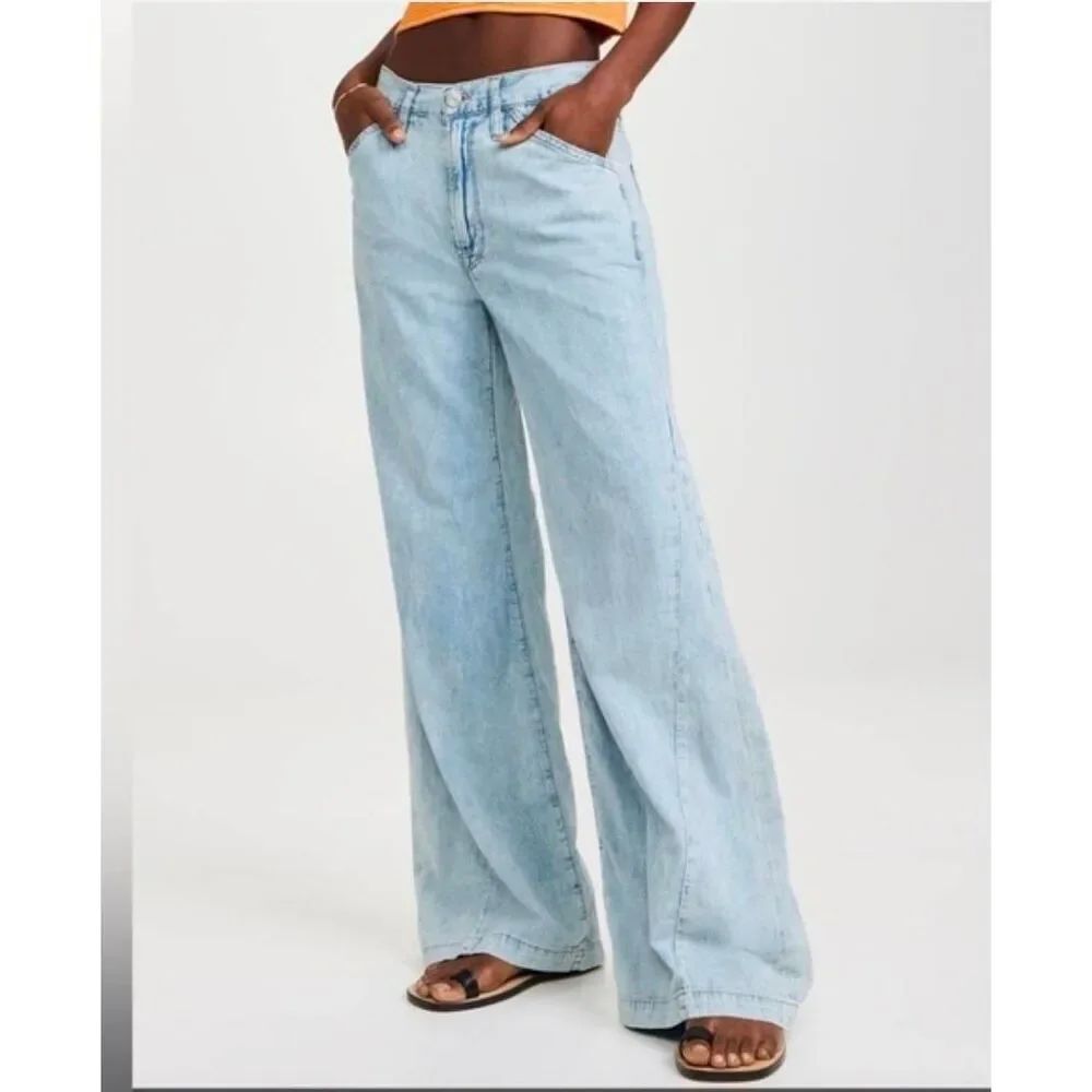 Frame Le Baggy Palazzo Jeans Size 34 Wide Leg Light Wash